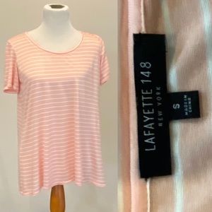 Lafayette 148 pink & white striped top size s